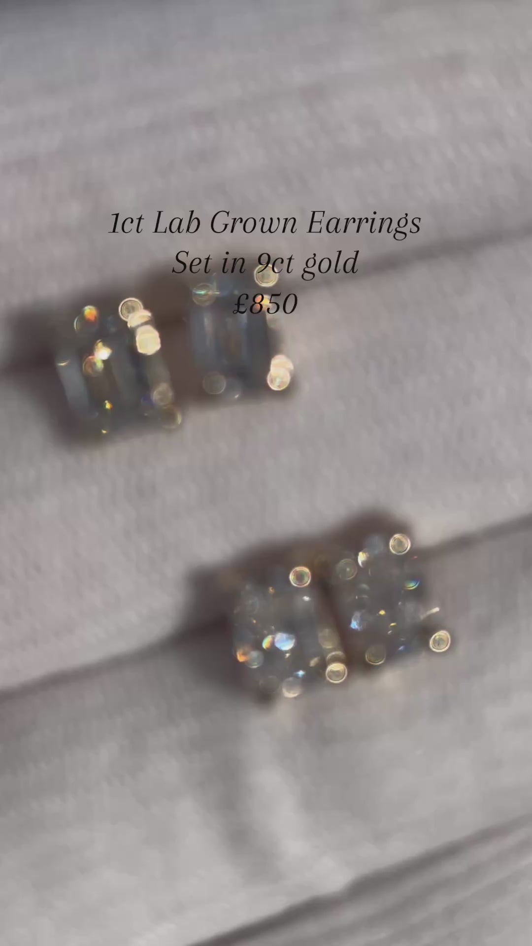 9ct Gold Radiant Lab-grown Diamond Earrings (1ct)