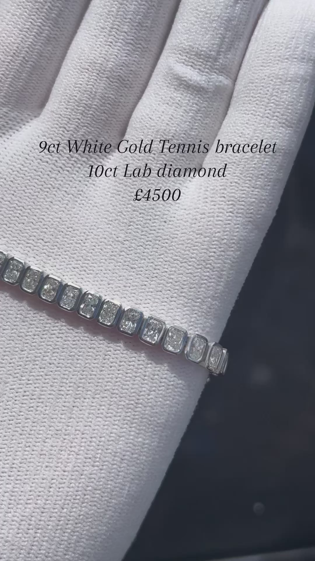 9ct Gold 10ct Lab Grown Radiant cut Diamond Tennis Braceclet