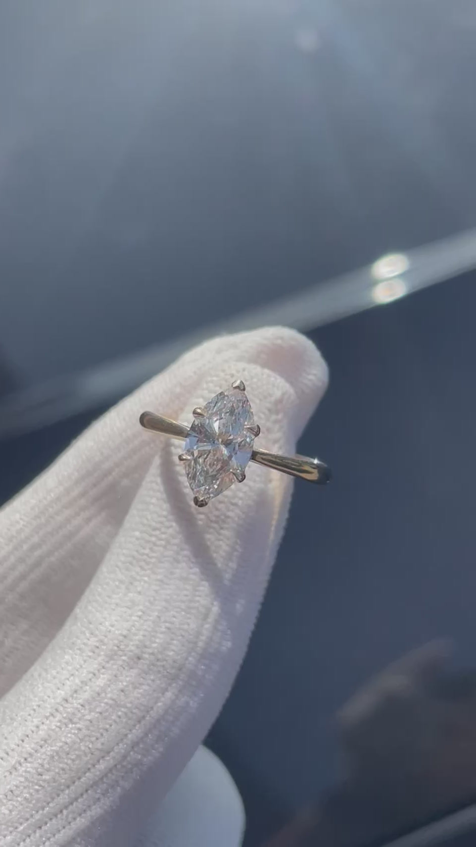 9ct 1.5ct marquise Lab Diamond Ring