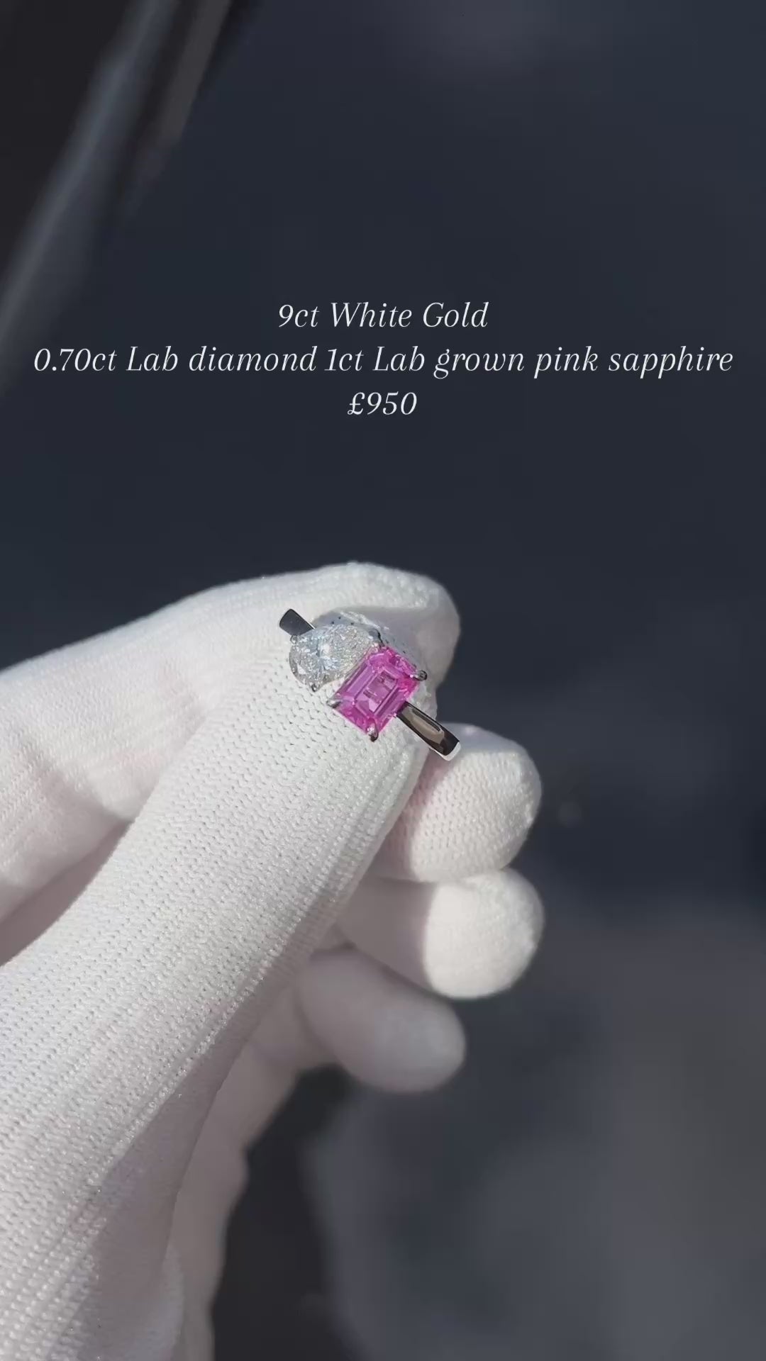 9ct 1ct Pink Lab Grown Saphhire & 0.70ct Lab diamond.